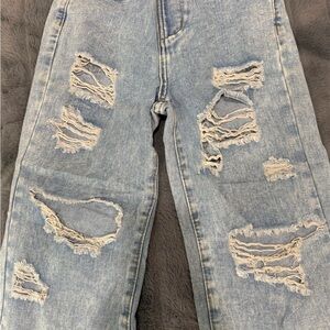 SHEIN Light Blue Distressed Kids Jeans